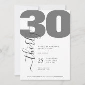 グレーミニマル書道誕生日招待状 招待状 (正面)