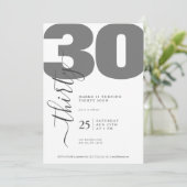 グレーミニマル書道誕生日招待状 招待状 (スタンド正面)