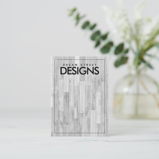 グレーミニマル木製イヤリング表示カード 名刺 (スタンド正面)