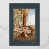 グレーミニマル金ゴールドの結婚した駆け落ち発表 箔招待状 (正面)