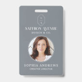 グレーミニマルIDカスタムモノグラムのロゴ&写真 バッジ (正面)