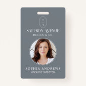グレーミニマルIDカスタムモノグラムのロゴ&写真 バッジ (正面)
