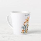 グレーミントの水彩かわいいサファリジャングル動物 カフェラテマグ (左アングル)