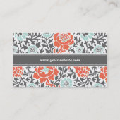 グレーミントアンドコーラルレトロフローラダマスク 名刺 (裏面)