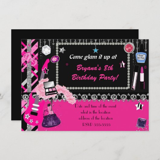 グレームアップロックスター変身ガールズ招待状 招待状 (正面/裏面)