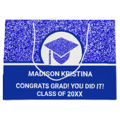 グレームネイビーキャップシンプルエレガントカスタム ラージペーパーバッグ (正面)