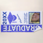 グレームネイビーキャップ夏の写真タイポグラフィ ビーチタオル (正面)