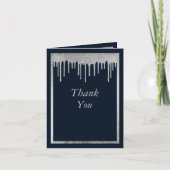 グレームネイビーブルーシルバーグリッタードリップ50誕生日 サンキューカード (正面)