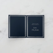 グレームネイビーブルーシルバーグリッタードリップ50誕生日 サンキューカード (内部)