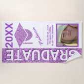 グレームパープルキャップサマーフォトタイポグラフィ ビーチタオル (正面)