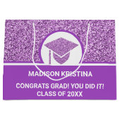 グレームパープルキャップシンプルエレガントカスタム ラージペーパーバッグ (正面)