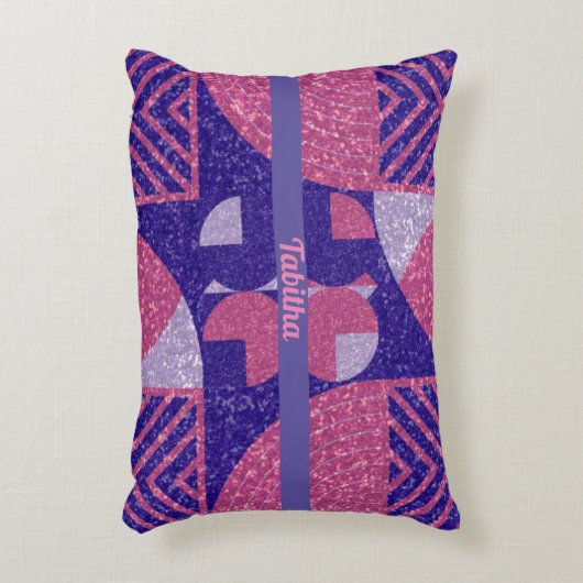 グレームピンクと紫の幾何学的 アクセントクッション (正面(垂直))
