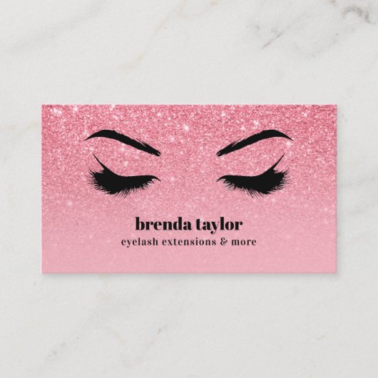 グレームピンクグリッターグラデーションまつ毛ブラウバーメイクアップ 名刺 (正面)