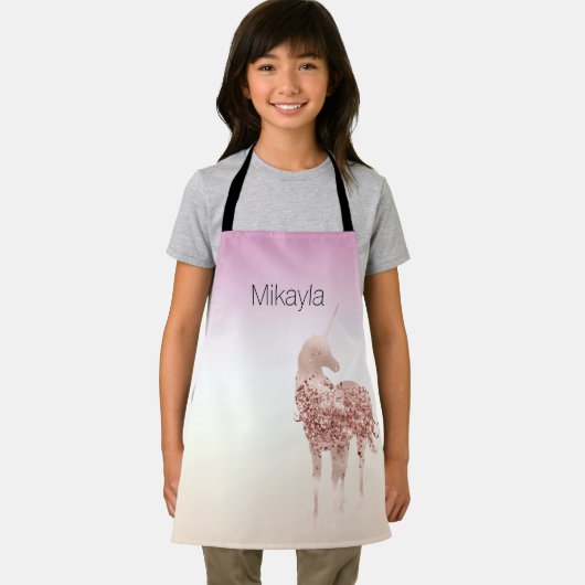 グレームピンク紙吹雪グリッターユニコーンパーソナライズされた エプロン (インサイチュ)