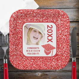 グレームレッドキャップエレガントフォトクールパーティー ペーパープレート