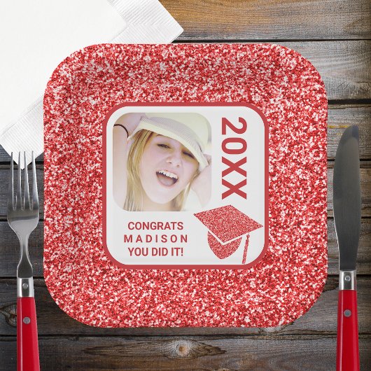 グレームレッドキャップエレガントフォトクールパーティー ペーパープレート