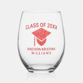 グレームレッドキャップ名卒業のクラス ステムなしワイングラス (正面)