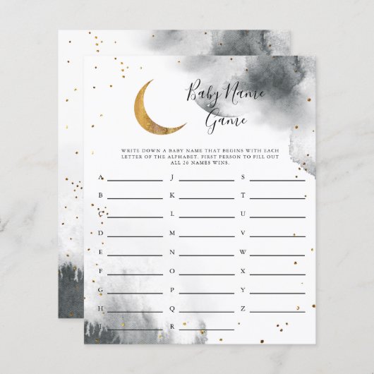 グレームーンベビー名シャワーゲーム (正面/裏面)