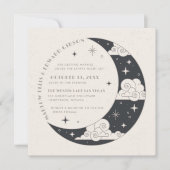 グレームーン&スターズ 天体結婚式の招待状 セーブザデート (正面)
