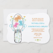 グレーメイソンジャールピンクコーラルライムアクアフローラズ 招待状 (正面)