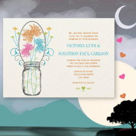 グレーメイソンジャールピンクコーラルライムアクアフローラズ 招待状