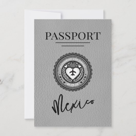 グレーメキシコのパスポート日付の保存 セーブザデート (正面)