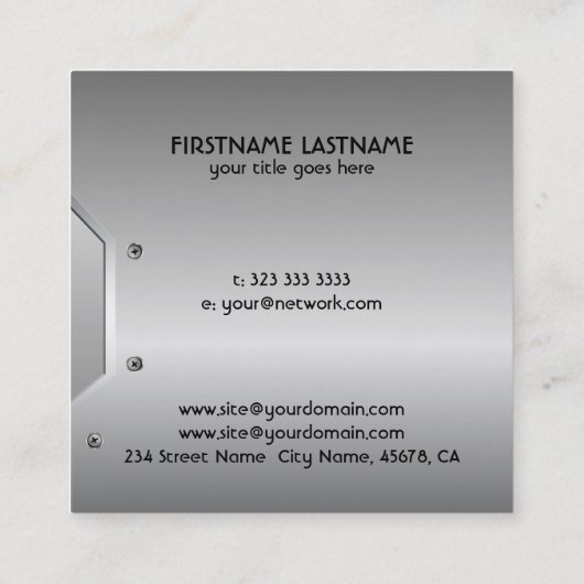 グレーメタリックエンボスルック名刺 スクエア名刺 (裏面)