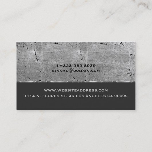グレーメタリックグランジテクスチャフィットネストレーナー 名刺 (裏面)