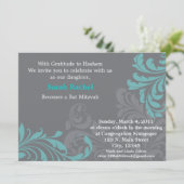 グレーメタリックダマスク-青い招待状 招待状 (スタンド正面)