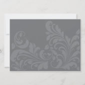 グレーメタリックダマスク-青い招待状 招待状 (裏面)