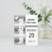 グレーメタリックバー（ユダヤ教の）バル・ミツバー 招待状 (スタンド正面)