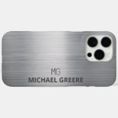 グレーメタリックプロフェッショナル モノグラムの Case-Mate iPhoneケース (裏面 (横))