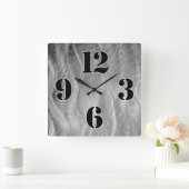 グレーメタル上の大きなクロック番号抽象芸術 スクエア壁時計 (ホーム)