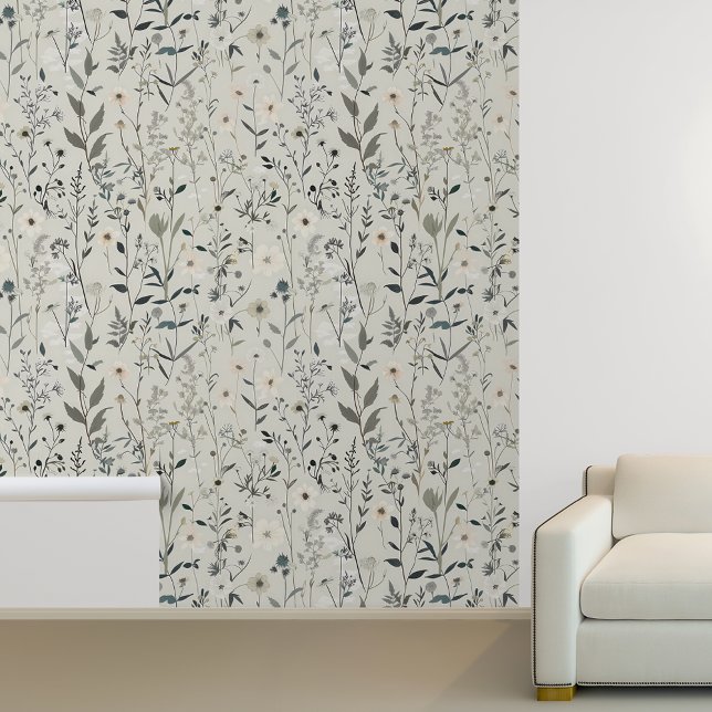 グレーメドウフィールドの花葉々 壁紙 (クリエイターアップロード済み)