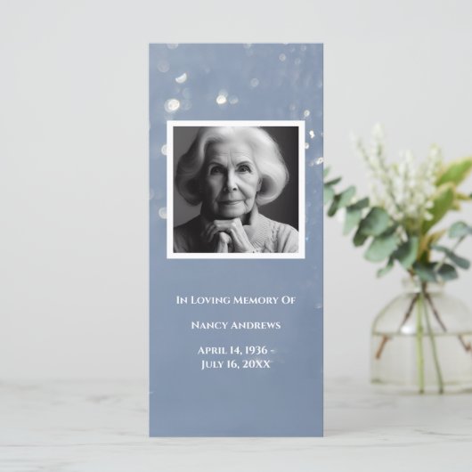 グレーメモリアル祈りの言葉カード葬儀ブックマーク (スタンド正面)