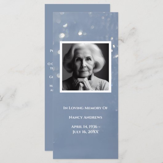 グレーメモリアル祈りの言葉カード葬儀ブックマーク (正面/裏面)