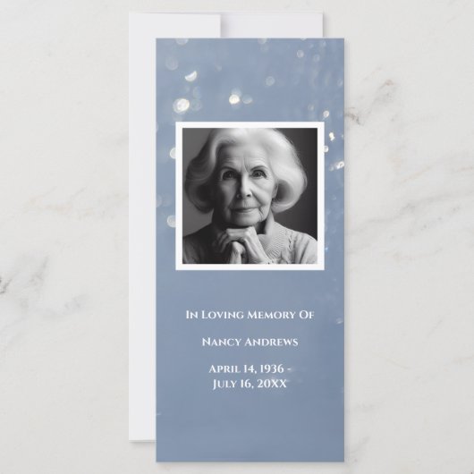 グレーメモリアル祈りの言葉カード葬儀ブックマーク (正面)