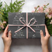 グレーメリークリスマスツリーカスタムライト家族名 ラッピングペーパー