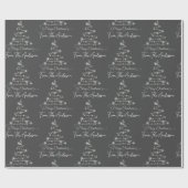 グレーメリークリスマスツリーカスタムライト家族名 ラッピングペーパー (フラット)