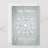 グレーメリークリスマスハッピーニューイヤー雪片 シーズンカード (正面)