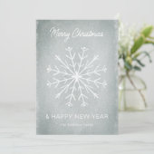 グレーメリークリスマスハッピーニューイヤー雪片 シーズンカード (スタンド正面)