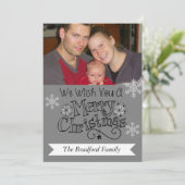 グレーメリークリスマスフォトホリデーカード シーズンカード (スタンド正面)