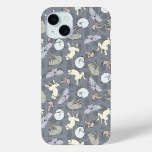 グレーモダンお洒落の眠る犬バニラオンザイ iPhone 15 MINIケース