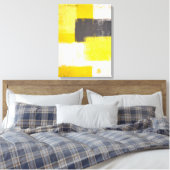 グレーモダンとイエローの抽象芸術アート キャンバスプリント (インサイチュ (寝室))