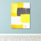 グレーモダンとイエローの抽象芸術アート キャンバスプリント (インサイチュ (ウッドフロア))