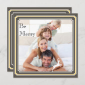 グレーモダンとイエローホリデーフォトカード シーズンカード (正面/裏面)