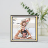 グレーモダンとイエローホリデーフォトカード シーズンカード (スタンド正面)