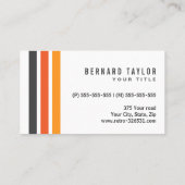 グレーモダンとオレンジのレトロストライプホワイトスタイリッシュ 名刺 (裏面)