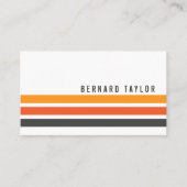 グレーモダンとオレンジのレトロストライプホワイトスタイリッシュ 名刺 (正面)