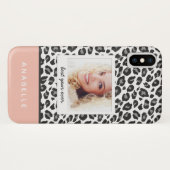 グレーモダンとピーチヒョウの印刷ヴィンテージ写真 Case-Mate iPhoneケース (裏面(横))